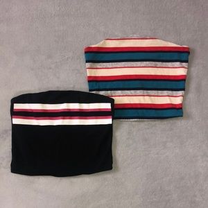2 Striped Tube tops. PINK & Garage. XS/S.